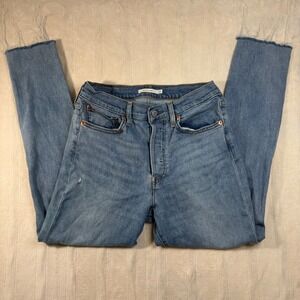 Levi's Wedgie Skinny Jeans Size 30 Button Fly Light Wash Distressed Frayed Hem